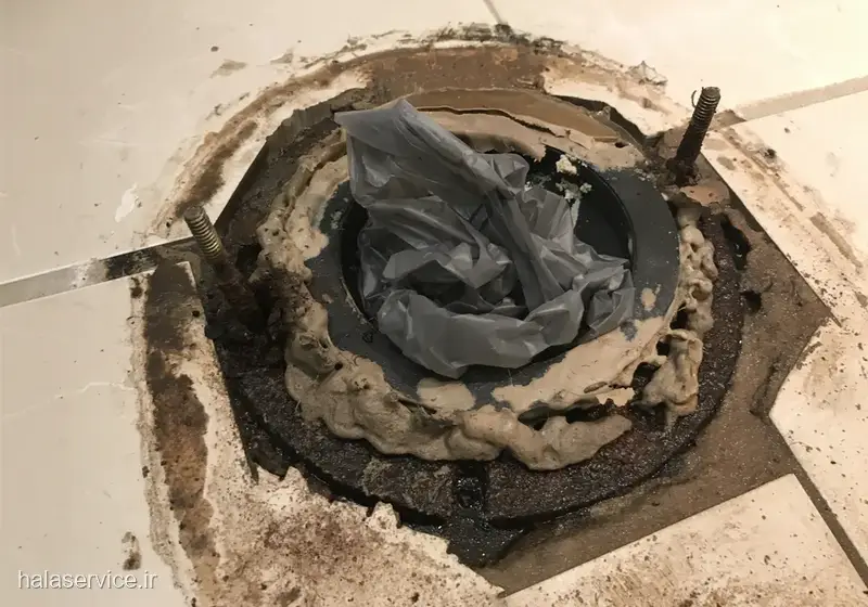 روش هشتم رفع نشتی در حلقه آب بندی کاسه توالت روش هشتم رفع نشتی در حلقه آب بندی کاسه توالت